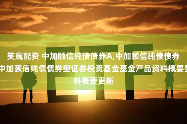 笑赢配资 中加颐信纯债债券A,中加颐信纯债债券C: 中加颐信纯债债券型证券投资基金基金产品资料概要更新