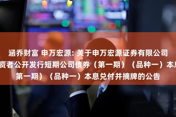 涵乔财富 申万宏源: 关于申万宏源证券有限公司2024年面向专业投资者公开发行短期公司债券（第一期）（品种一）本息兑付并摘牌的公告